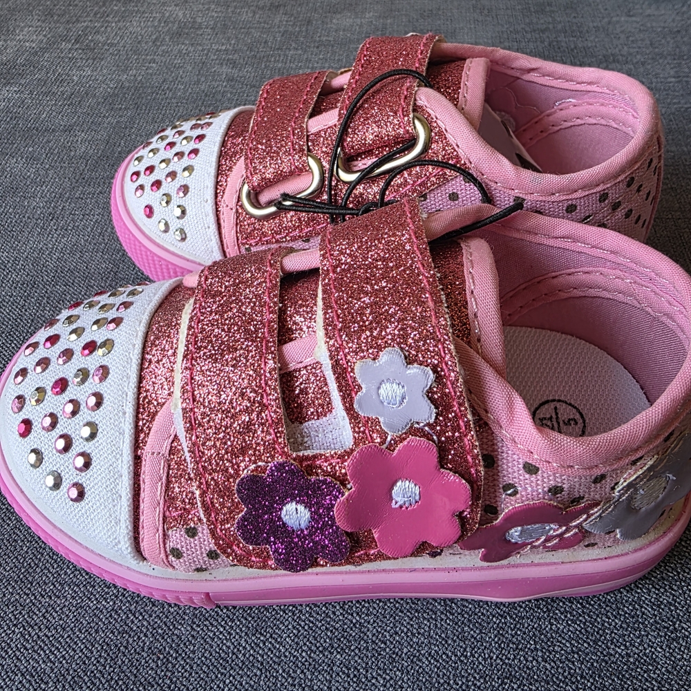 Chulis Kids Pink Glitter Strap Sneakers Toddler Size 5 EU 21 New in Box